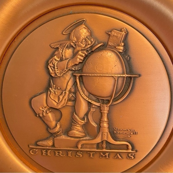 The metal arts company norman rockwell christmas santa copper collector's plate - Picture 3 of 11